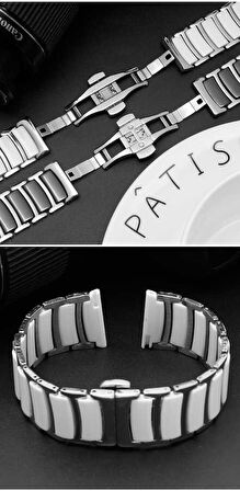 Huawei Watch GT 3 46mm Seramik Metal Zore Kordon-Siyah-Gümüş