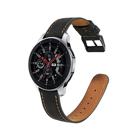 Gear S3 22mm Uyumlu KRD-29 Deri Zore Kordon-Kahverengi