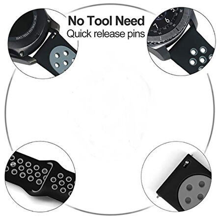 Huawei GT2 46mm KRD-02 Uyumlu Zore Kordon-Gümüş-Gri