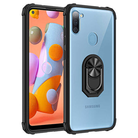 Samsung Galaxy A11 Kılıf Şeffaf Yüzüklü Mola Kapak
