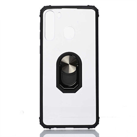 Samsung Galaxy A21 Kılıf Şeffaf Yüzüklü Mola Kapak