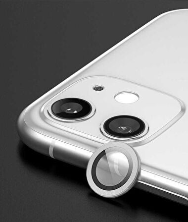 iPhone 12 Mini Uyumlu Ensueno CL-02 Kamera Lens Koruyucu-Gümüş