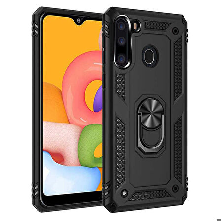 Galaxy A21 Uyumlu Zore Vega Kapak-Siyah