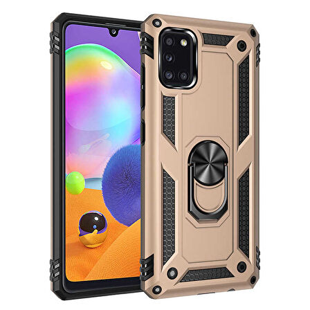 Samsung Galaxy A31 Kılıf Vega Tank Sert Yüzüklü Standlı Zırh Koruma Kapak