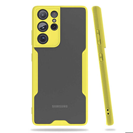 Galaxy S21 Ultra Uyumlu Zore Parfe Kapak-Sarı