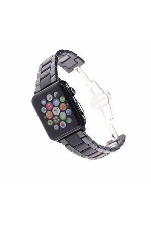 Apple Watch Ultra 49mm Kordon Mat Seramik Metal Strap Kayış - Siyah