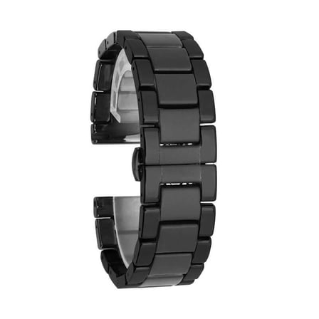 ​​Galaxy Watch 42mm (20mm) Mat Seramik Metal NRTK Kordon-Parlak Siyah