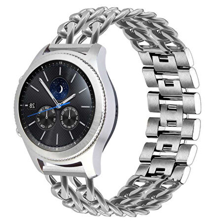 ​​Gear S3 (22mm) Uyumlu KRD-17 Metal Zore Kordon-Siyah