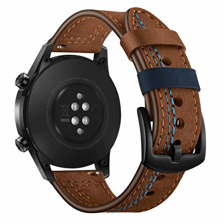 ​​Galaxy Watch 42mm (20mm) Uyumlu KRD-19 Deri Zore Kordon-Kahverengi