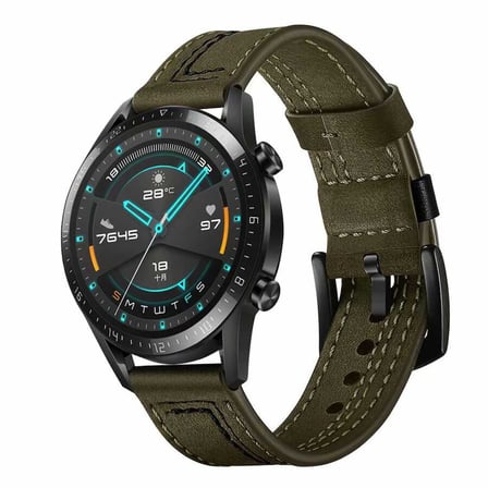 Huawei Watch GT 3 46mm Uyumlu KRD-19 Deri Zore Kordon-Yeşil