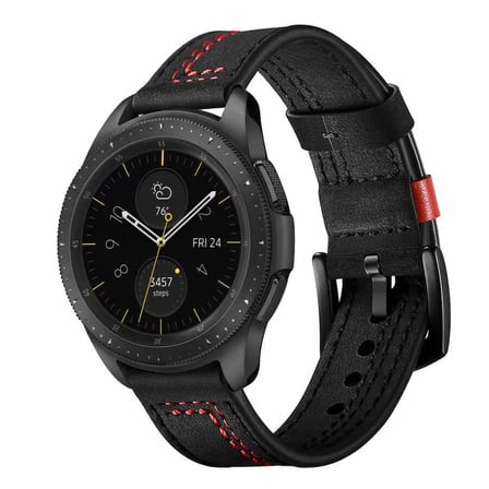 ​​Galaxy Watch 42mm (20mm) Uyumlu KRD-19 Deri Zore Kordon-Siyah