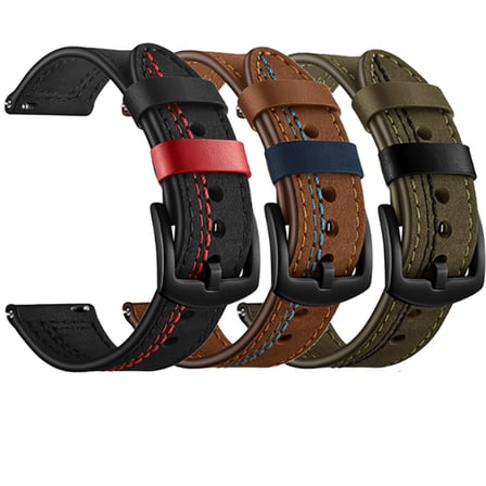 ​​Galaxy Watch 42mm (20mm) Uyumlu KRD-19 Deri Zore Kordon-Siyah