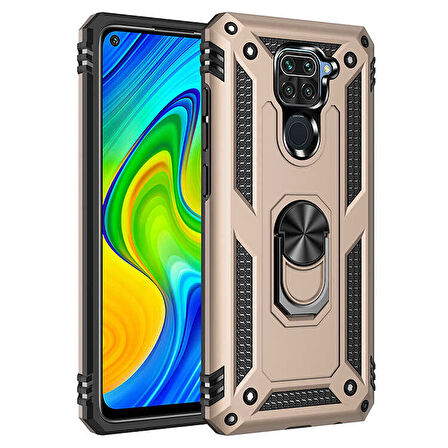 Xiaomi Redmi Note 9 Kılıf Vega Tank Sert Yüzüklü Standlı Zırh Koruma Kapak