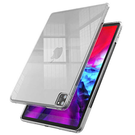 iPad Pro 12.9 Pro 2020 (4.Nesil) - Uyumlu Uyumlu ​İNC Tablet Süper Silikon Kapak-Renksiz