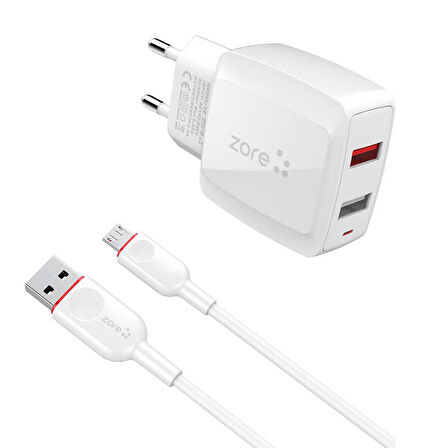 Beyaz Vest Serisi V2 Micro 2 in 1 Şarj Seti-Zore
