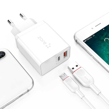 Beyaz ​XMac Serisi ZR-X2 Micro 2 in 1 Şarj Seti-Zore