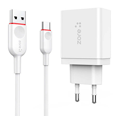 Beyaz ​XMac Serisi ZR-X2 Type-C 2 in 1 Şarj Seti-Zore