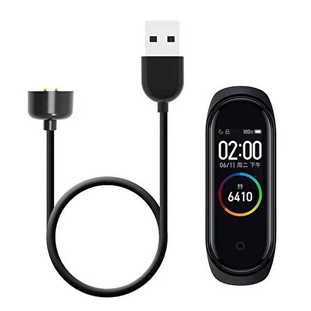 SystemCom Siyah Xiaomi Mi Band 5 Usb  Uyumlu Şarj Kablosu -Zore