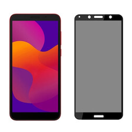 Lexroo Huawei Y5P New 5D Privacy Temperli Ekran Koruyucu - Siyah