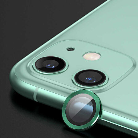iPhone 12 Uyumlu Ensueno CL-02 Kamera Lens Koruyucu-Yeşil