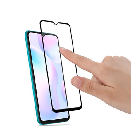 Redmi Mi 9 MKST Kenarları Kırılmaya Dayanıklı Cam Ekran Koruyucu - Siyah