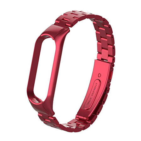 Xiaomi Mi Band 5 Uyumlu KRD-04 Metal Zore Kordon-Kırmızı