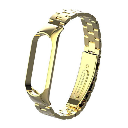Xiaomi Mi Band 5 Uyumlu KRD-04 Metal Zore Kordon-Gold