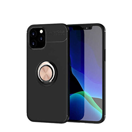 iPhone 12 Pro Uyumlu Zore Ravel Silikon Kılıf-Siyah-Rose Gold