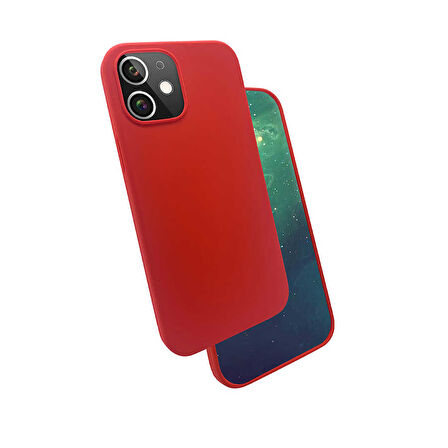 iPhone 12 Mini Uyumlu Zore Silk Silikon-Kırmızı