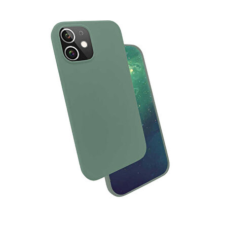 iPhone 12 Uyumlu Zore Silk Silikon-Koyu Yeşil