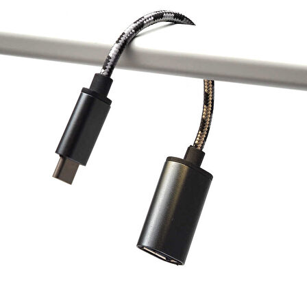 Siyah Kablolu Metal Type-C Otg-Zore