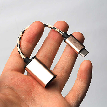 Gold Kablolu Metal Type-C Otg-Zore