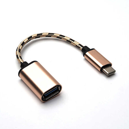 Gold Kablolu Metal Type-C Otg-Zore