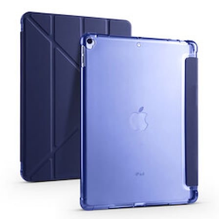 Lexroo iPad 10.2 2021 (9.Nesil) Tri Folding Kalem Bölmeli Standlı Silikon Kılıf - Lacivert