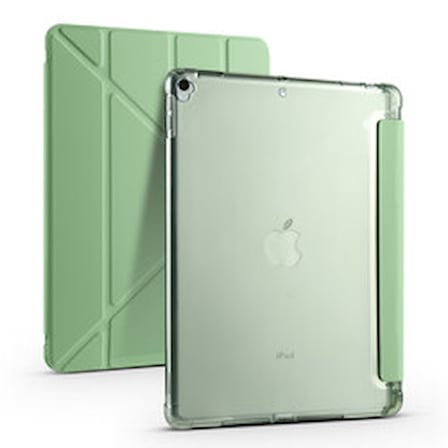 Lexroo iPad 10.2 2021 (9.Nesil) Tri Folding Kalem Bölmeli Standlı Silikon Kılıf - Açık Yeşil
