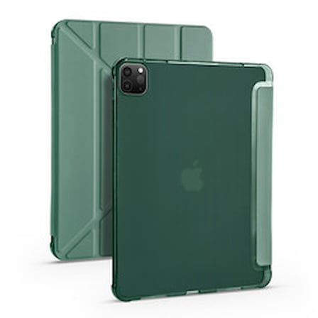 Lexroo iPad Pro 11 2020 (2.Nesil) Tri Folding Kalem Bölmeli Standlı Silikon Kılıf - Koyu Yeşil