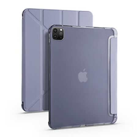 Lexroo iPad Pro 11 2020 (2.Nesil) Tri Folding Kalem Bölmeli Standlı Silikon Kılıf - Mor