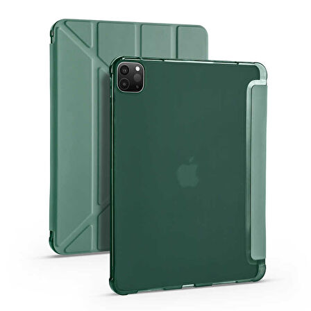 iPad Pro 12.9 2020 (4.Nesil) Kılıf Tri Folding Kalem Bölmeli Standlı Kılıf
