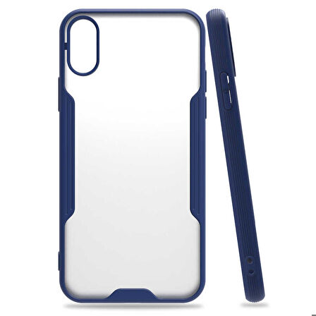 iPhone X Uyumlu Zore Parfe Kapak-Lacivert