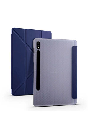 Galaxy Tab S7 T870 Kılıf Tri Folding Kalem Bölmeli Standlı Kılıf-rose Gold