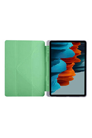 Galaxy Tab S7 T870 Kılıf Tri Folding Kalem Bölmeli Standlı Kılıf-rose Gold