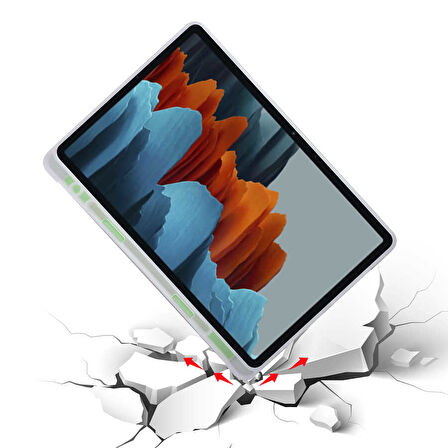 Galaxy Tab S7 T870 Kılıf  Uyumlu ​ALT Tri Folding Kalem Bölmeli Standlı Kılıf-Açık Yeşil