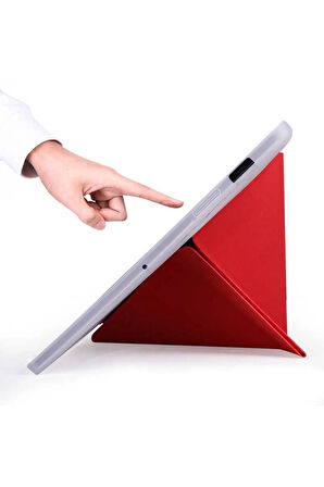 Galaxy Tab S7 Plus T970 Kılıf Tri Folding Kalem Bölmeli Standlı Kılıf-siyah