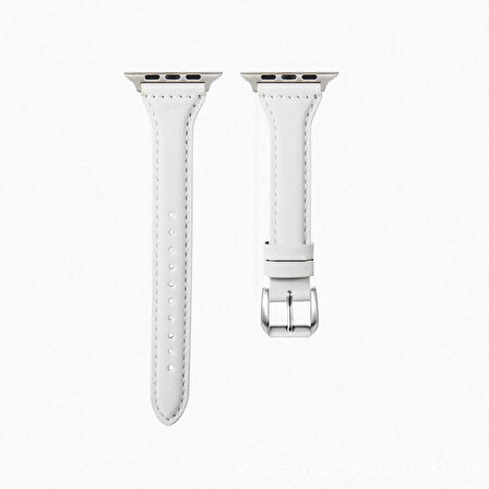 ​​​Watch 38mm Uyumlu KRD-28 Deri Zore Kordon-Beyaz