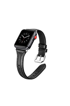 Apple Watch Ultra 49mm Kordon Uyumlu Krd-28 Deri Strap Kayış - Beyaz