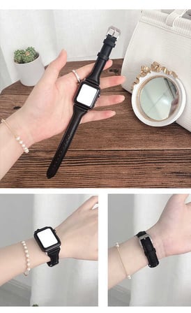 ​​​Watch 44mm Uyumlu KRD-28 Deri Zore Kordon-Beyaz