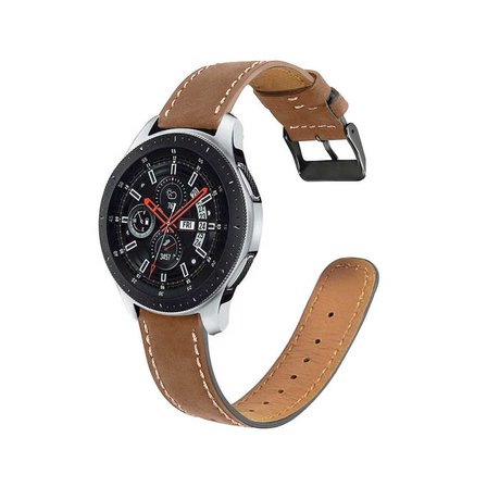 Gear S3 22mm Uyumlu KRD-29 Deri MKST Kordon-Kahverengi
