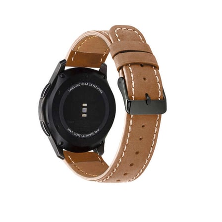 Galaxy Watch 46mm 22mm Uyumlu KRD-29 Deri NRTK Kordon-Kahverengi