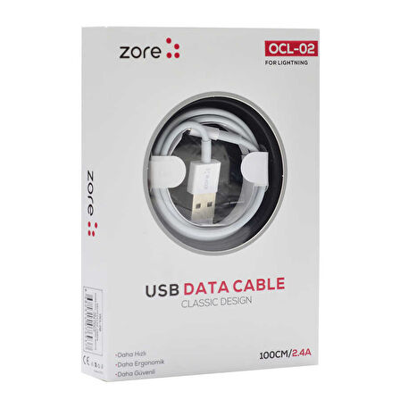 Beyaz OCL-02 Lightning Usb Kablo-Zore