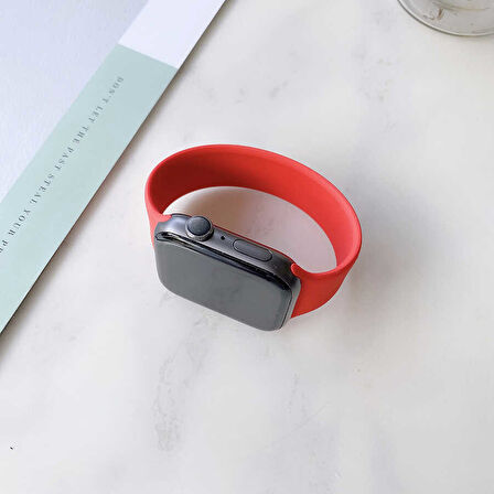 Watch 40mm Uyumlu KRD-31 Solo Loop Small Zore Kordon-Kırmızı